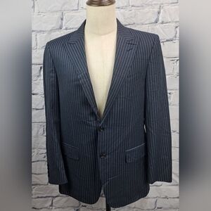 Canali Men's Blazer Sport Coat Navy Pinstriped Peak Lapel Italy Wool 2btn 40R